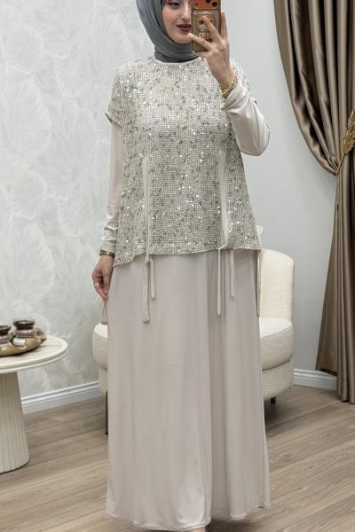 Velora 2 Li Abiye Takım Krem