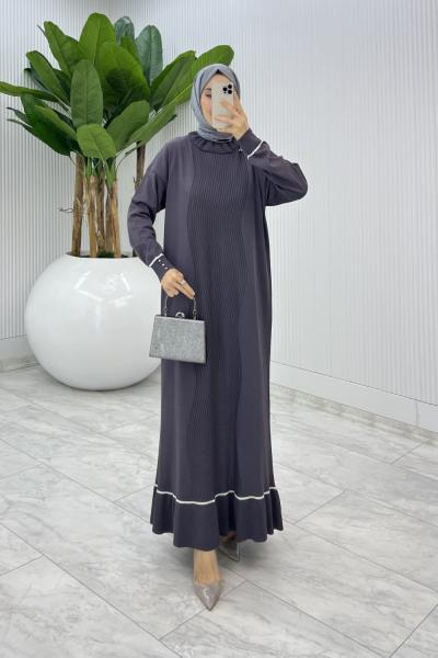 Antrasit Bensu Triko Elbise Tesettür Giyim