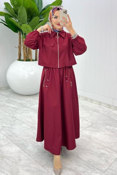 Bordo Premium Nefis Etek Takım