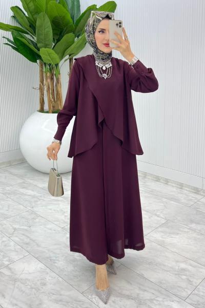 Bordo Premium Asalet Elbise Tesettür Giyim