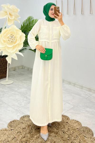 Ekru Serra Elbise Tesettür Giyim