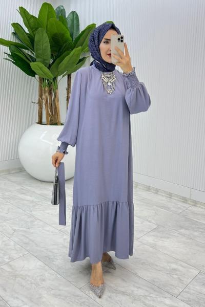 Gri Açelya Elbise Tesettür Giyim