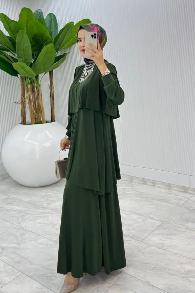 Haki Premium Diva Elbise Tesettür Giyim