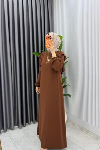 Kahve Eylül Elbise Premıum Tesettür Giyim