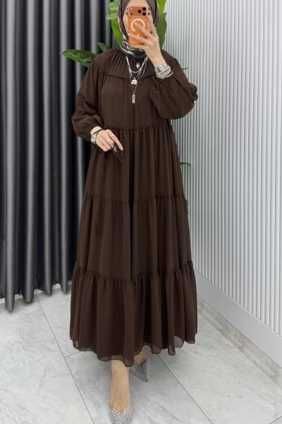 Kahve Güzide Elbise Tesettür Giyim