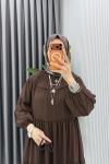 Kahve Güzide Elbise Tesettür Giyim