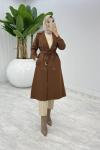 Kahve Premium Astarlı Eylem Trench Tesettür Giyim