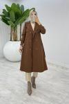 Kahve Premium Astarlı Eylem Trench Tesettür Giyim