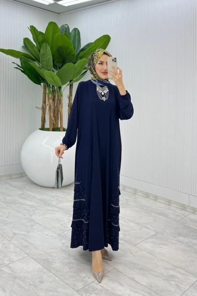 Lacivert İsabella Elbise Tesettür Giyim