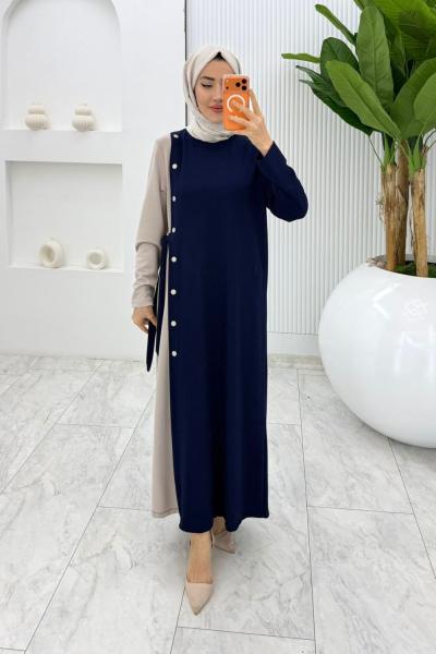 Lacivert Nilda Elbise Tesettür Giyim