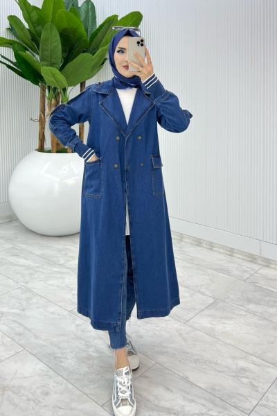 Lacivert Premium Hançer Kot Kap Tesettür Giyim