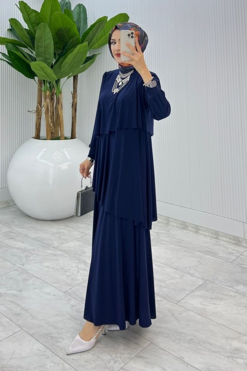 Lacivert Premium Diva Elbise Tesettür Giyim