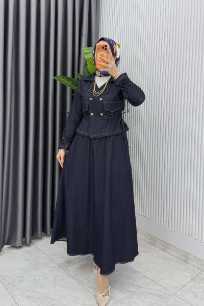 Lacivert Premium Kot Takım Tesettür Giyim