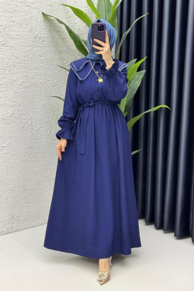 Lacivert Sanem Elbise Tesettür Giyim
