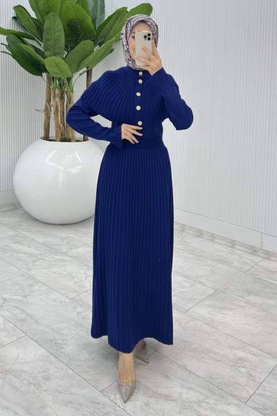 Lacivert Sümeyye İkili Triko Takım Tesettür Giyim