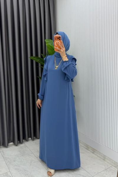 Mavi Eylül Elbise Premıum Tesettür Giyim