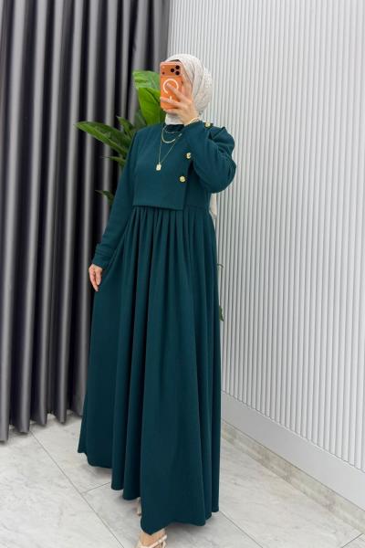 Petrol Burgu Sinem Elbise Tesettür Giyim