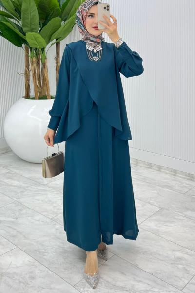 Petrol Premium Asalet Elbise Tesettür Giyim