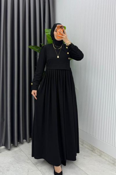Siyah Burgu Sinem Elbise Tesettür Giyim