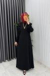 Siyah  Eylül Elbise Premıum Tesettür Giyim