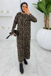 Siyah Leopar Yün Efekt Tiko Elbise Tesettür Giyim