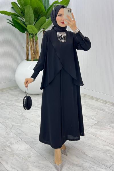 Siyah Premium Asalet Elbise Tesettür Giyim