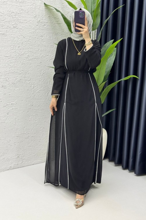 Siyah Premium İkili Şifon Takım Tesettür Giyim