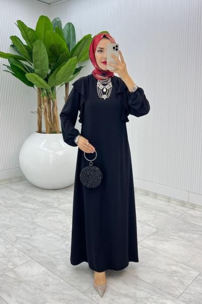 Siyah Zennure Elbise Tesettür Giyim