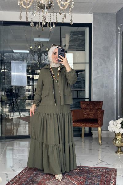 Atiye Elbise Ceket Takım Haki