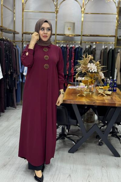 Gizli Düğmeli Gömlek Bordo