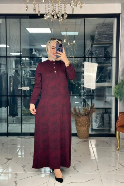 İzgi Elbise Bordo