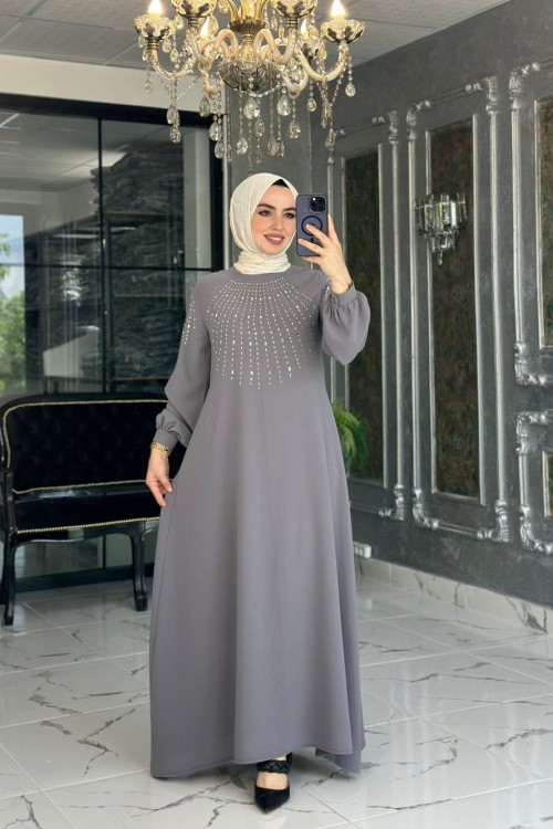 Mihriban Elbise Gri