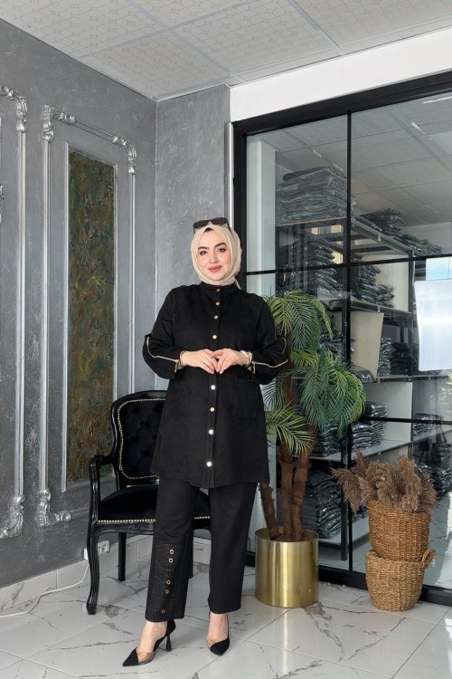Miray Süet Takım Siyah