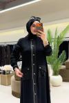 Paraşüt Detaylı Ferace Siyah