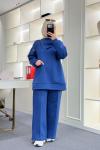 Asimetrik Yaka Scuba Takım İndigo