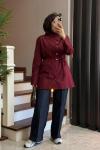 Asimetrik Yaka Gömlek Bordo