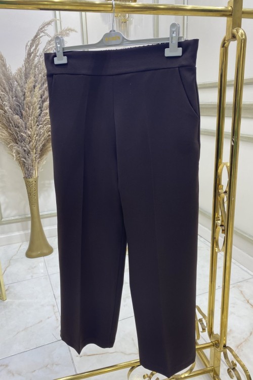 Bol Paça Double Pantolon  Kahverengi