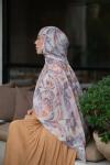 Floral Desen Soft Pamuk Şal Gri