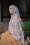 Floral Desen Soft Pamuk Şal Gri