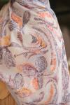Floral Desen Soft Pamuk Şal Gri