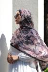 Floral Desen Soft Pamuk Şal Siyah
