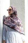Floral Desen Soft Pamuk Şal Siyah