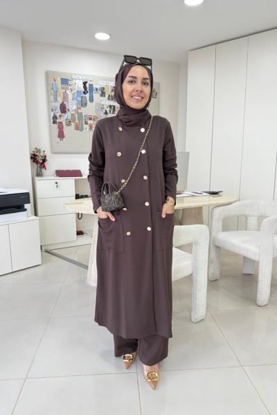 Gold Düğmeli Oysho Takım Kahverengi