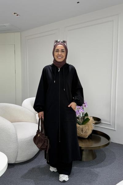 Kanguru Cepli Uzun İkiiplik Takım Siyah