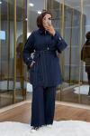 Pelerinli Gabardin Takım Lacivert