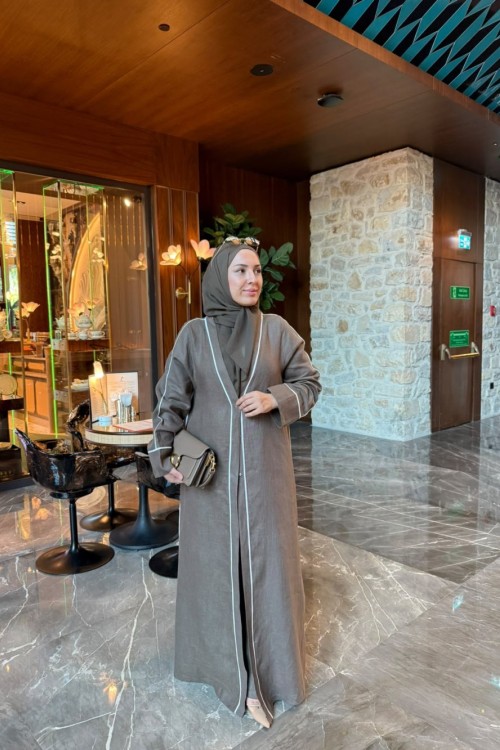 Sera Abaya Takım Kahverengi