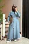 Soho Tensel Abaya Takım  Mavi