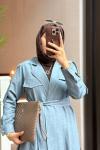Soho Tensel Abaya Takım  Mavi