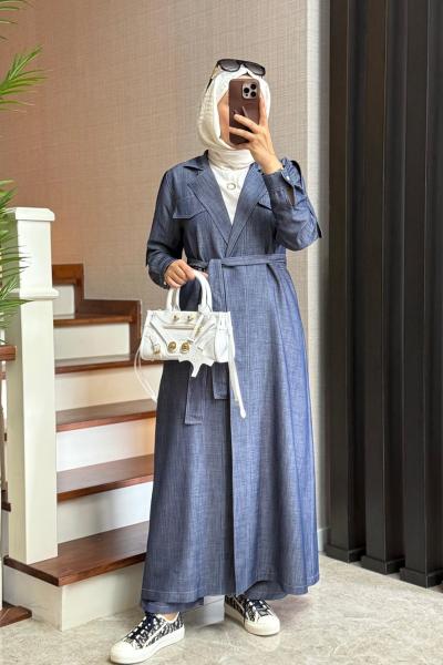 Soho Tensel Abaya Takım  Lacivert