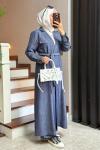 Soho Tensel Abaya Takım  Lacivert